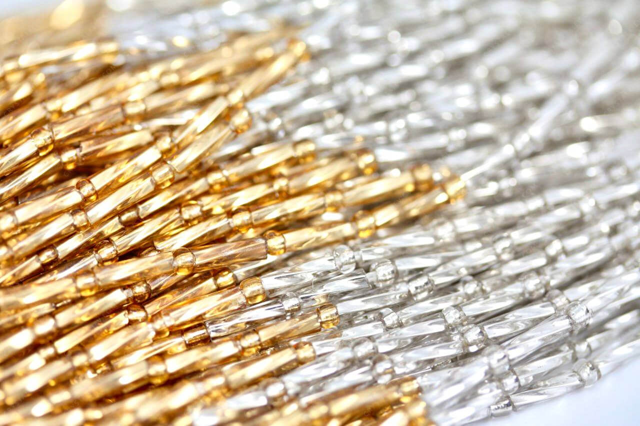Пучки стеклярусу Lt Gold + Silver 6mm кручений